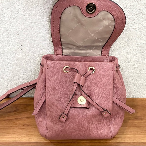 MICHAEL KORS Riley Small Flap Drawstring Pebbled Leather Crossbody Bag in Rose - Picture 11 of 16
